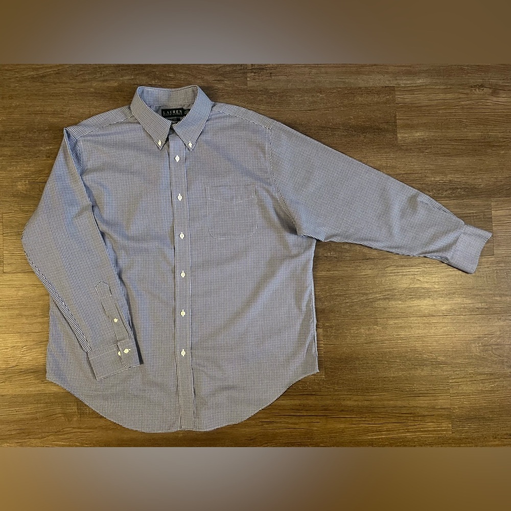 Lauren Ralph Lauren Men's Long Sleeve Black &‎ Blue Shirt Size 17.5-34/35 C20